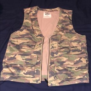 Camouflage military fashion vest zip up